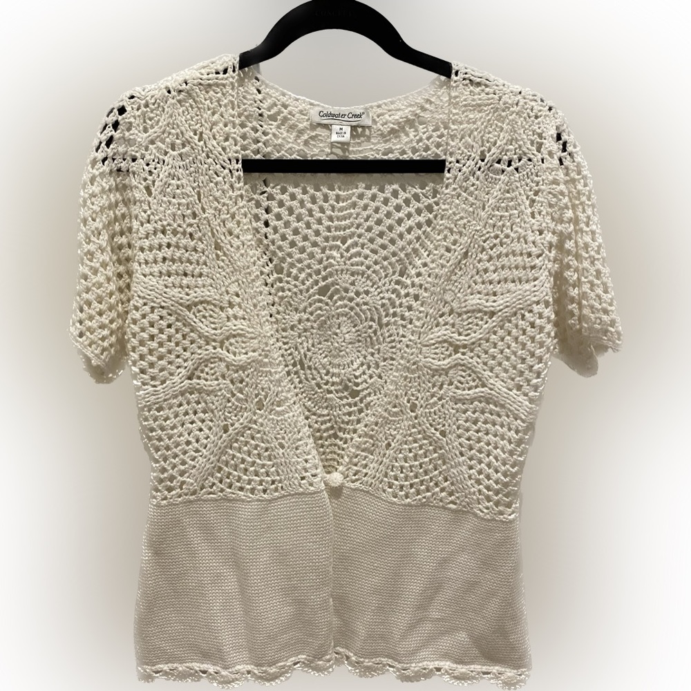 Coldwater Creek Crochet Open Sweater/Cardigan, Medium